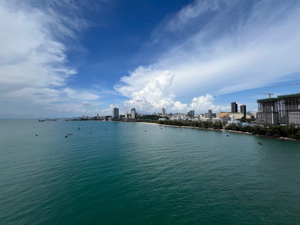 Sihanoukville skyline and bay seen from the Morakot Island bridge